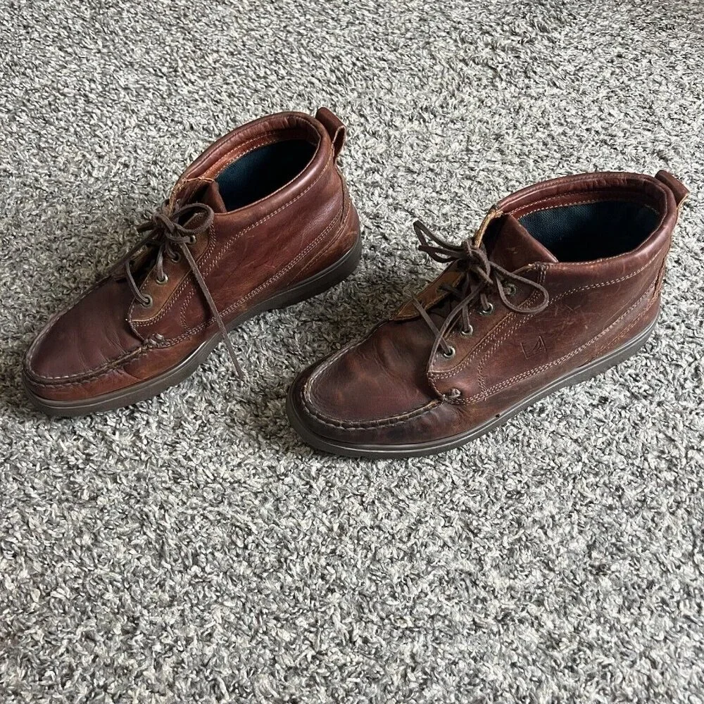Sperry Top Sider Mens Brown Leather Chukka Work Boots Shoes Size 8.5 M Vintage